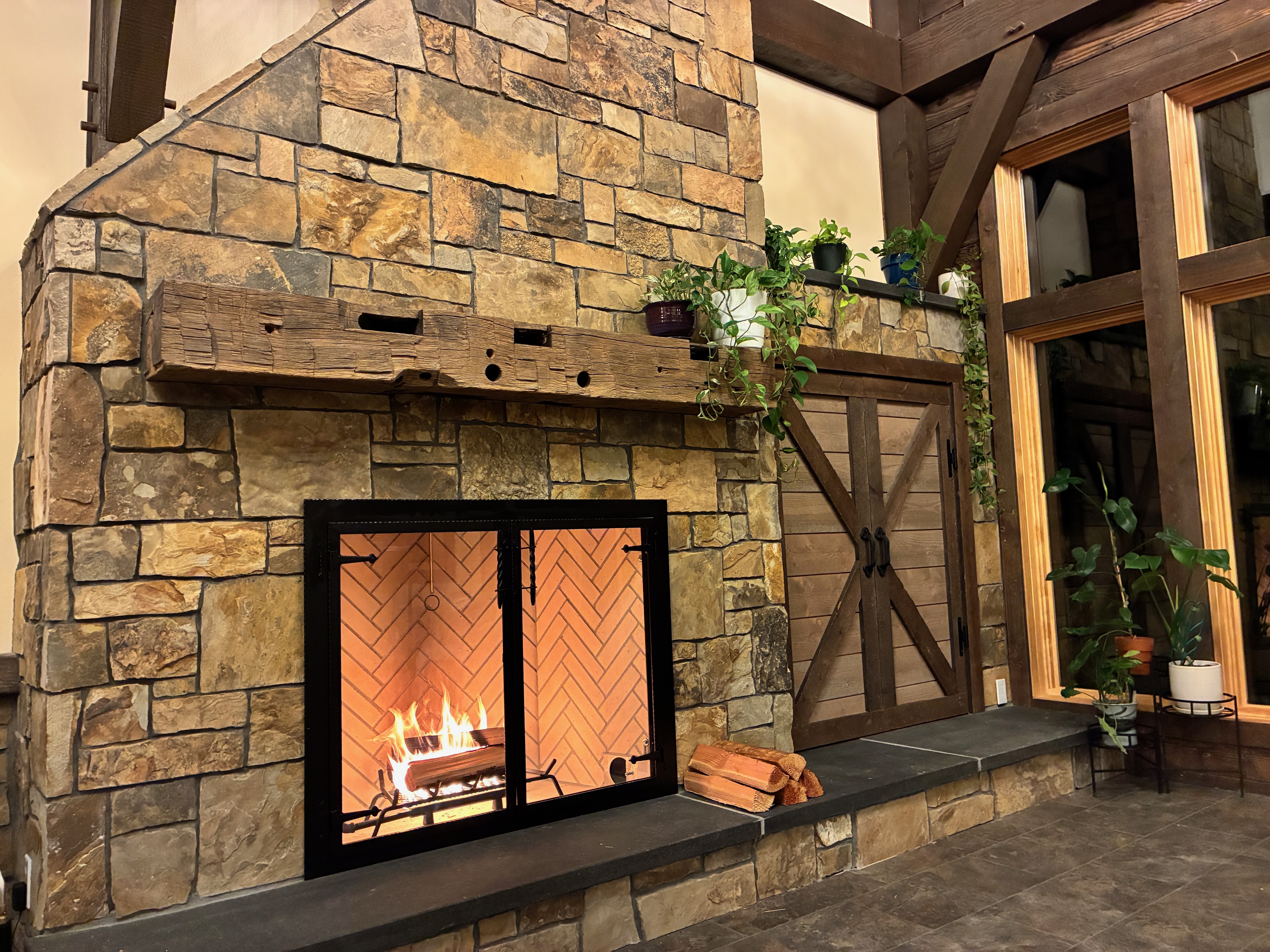 Scott Family Residence — stone fireplace in the great room